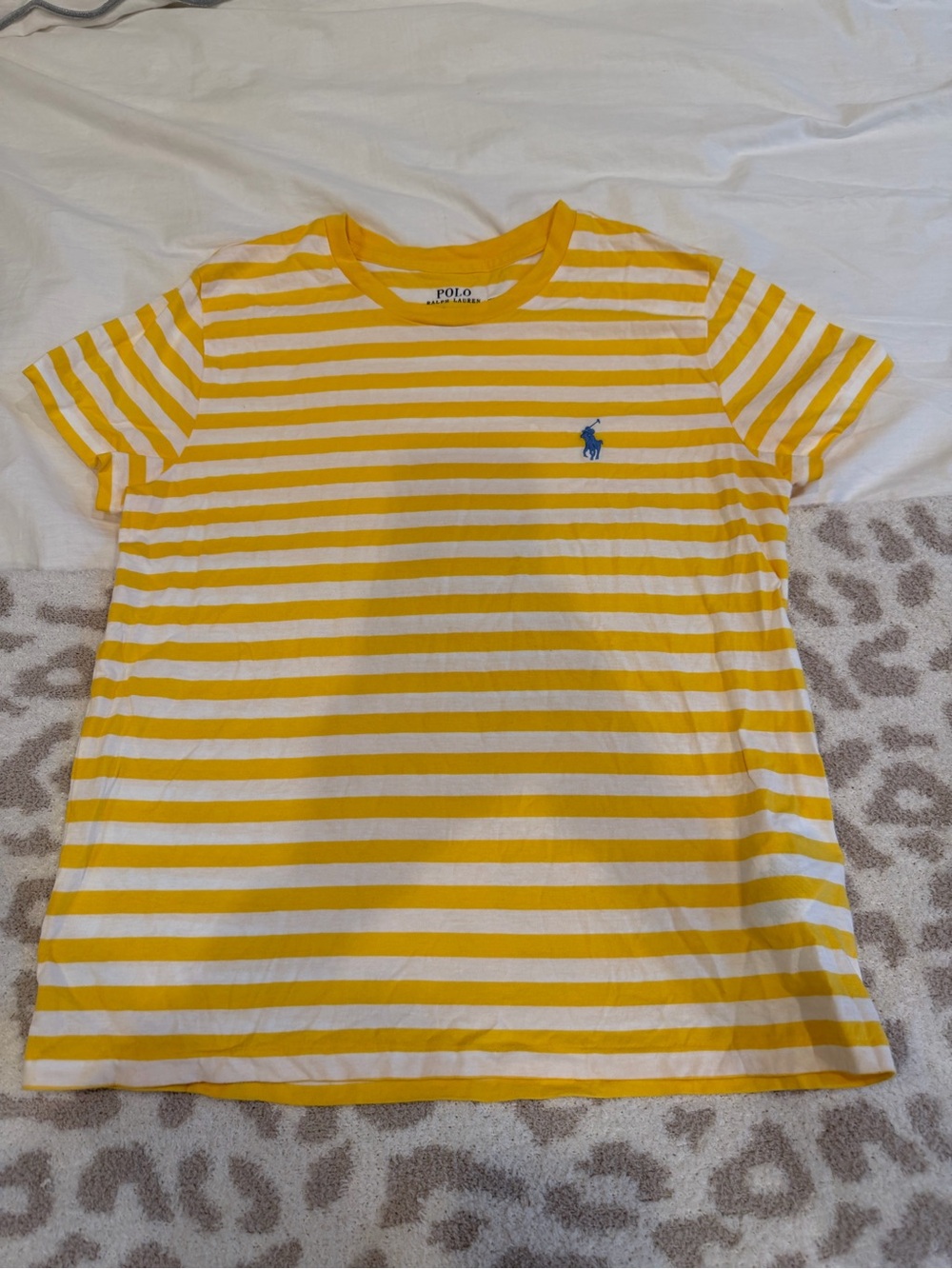Polo by Ralph Lauren Yellow & White Striped Crewneck Tee with Blue Pony